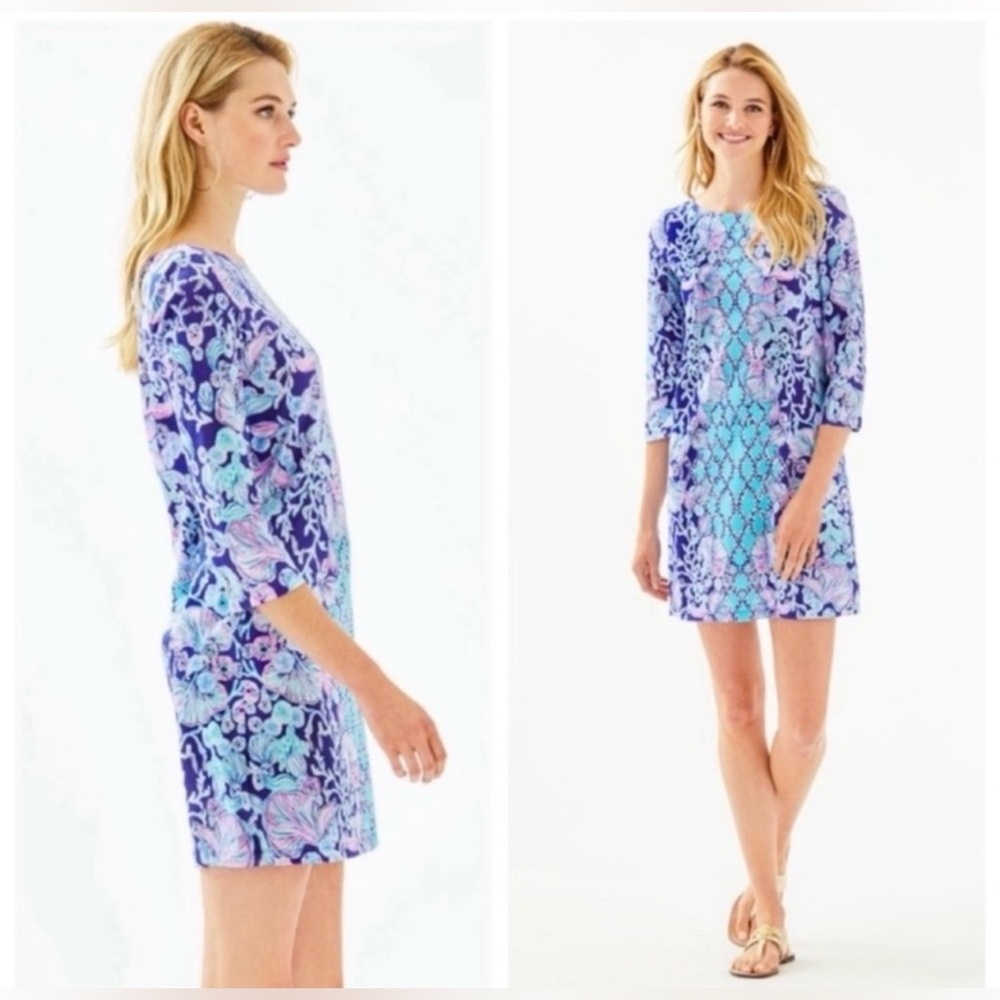 Lilly Pulitzer Bay Dress Your Biggest Fan Lapis Lazuli‎ Preppy Nautical Resort